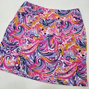 IBKUL GOLF SKORT WOMENS SMALL  PINK PURPLE PAISLEY AUBREY PIT STRETCH UPF NWOT!